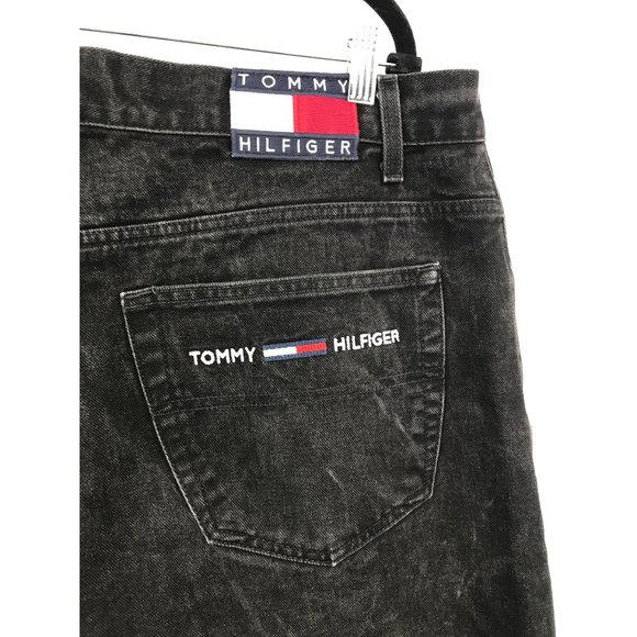 Tommy Hilfiger Y2K Vintage Men's Black Big Flag Relaxed Jeans 42 x 32 - Picture 5 of 6